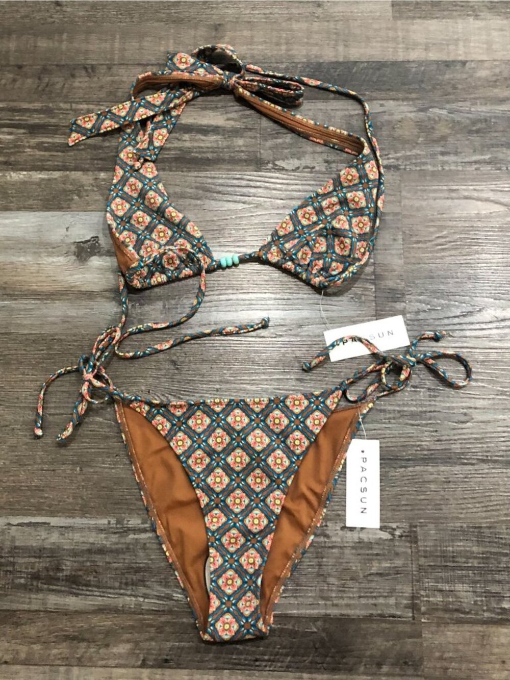 Pacsun Geometric Print Juliette Halter Bikini Set S/M New with Tags